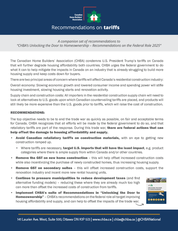 Tariff recommendations cover