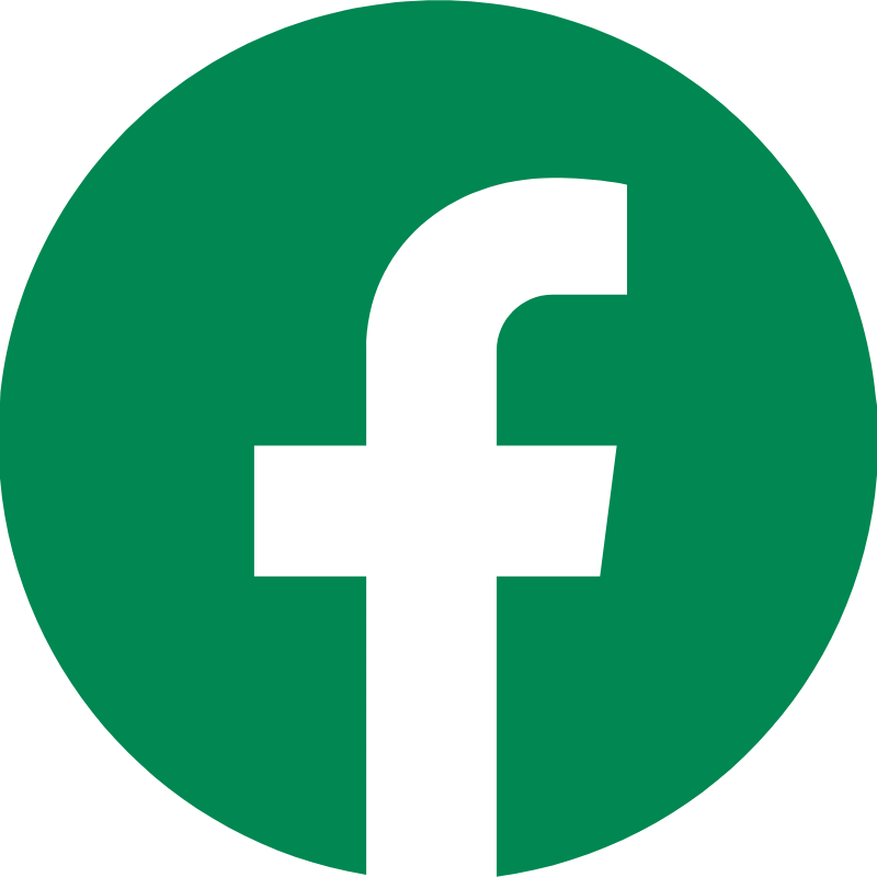 A white lowercase f inside a green circle.