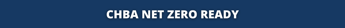 Text reading CHBA NET ZERO READY in white capital letters on a dark blue background, presented as part of the Towards Net Zero Renos Case Studies.